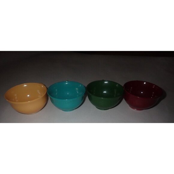 Vintage Hazel Atlas Ovide Platonite Moderntone Tea Cup Lot red teal yellow green - Picture 11 of 12